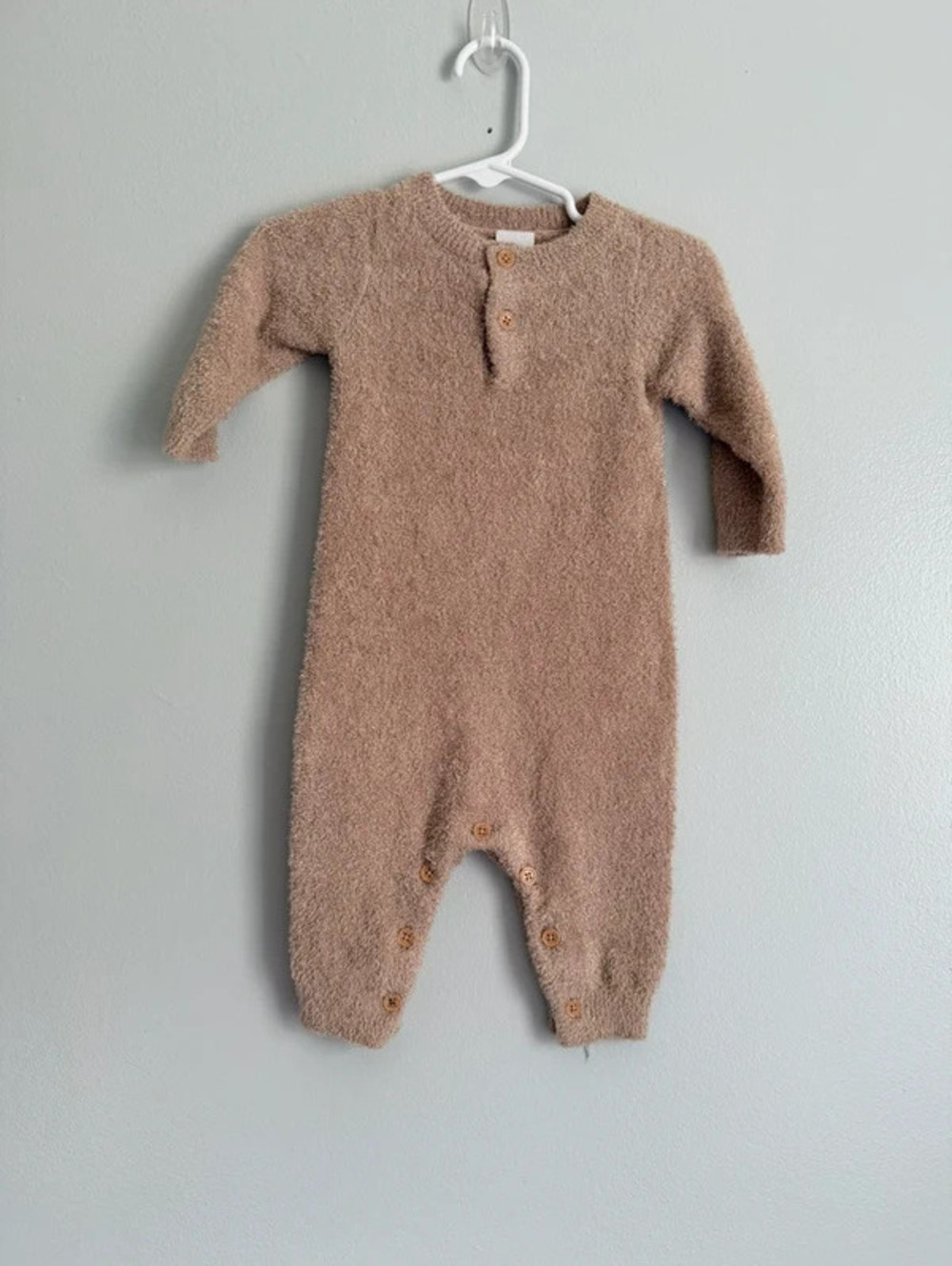 Modern Moments Baby Fuzzy Knit Romper Tan 0-3M